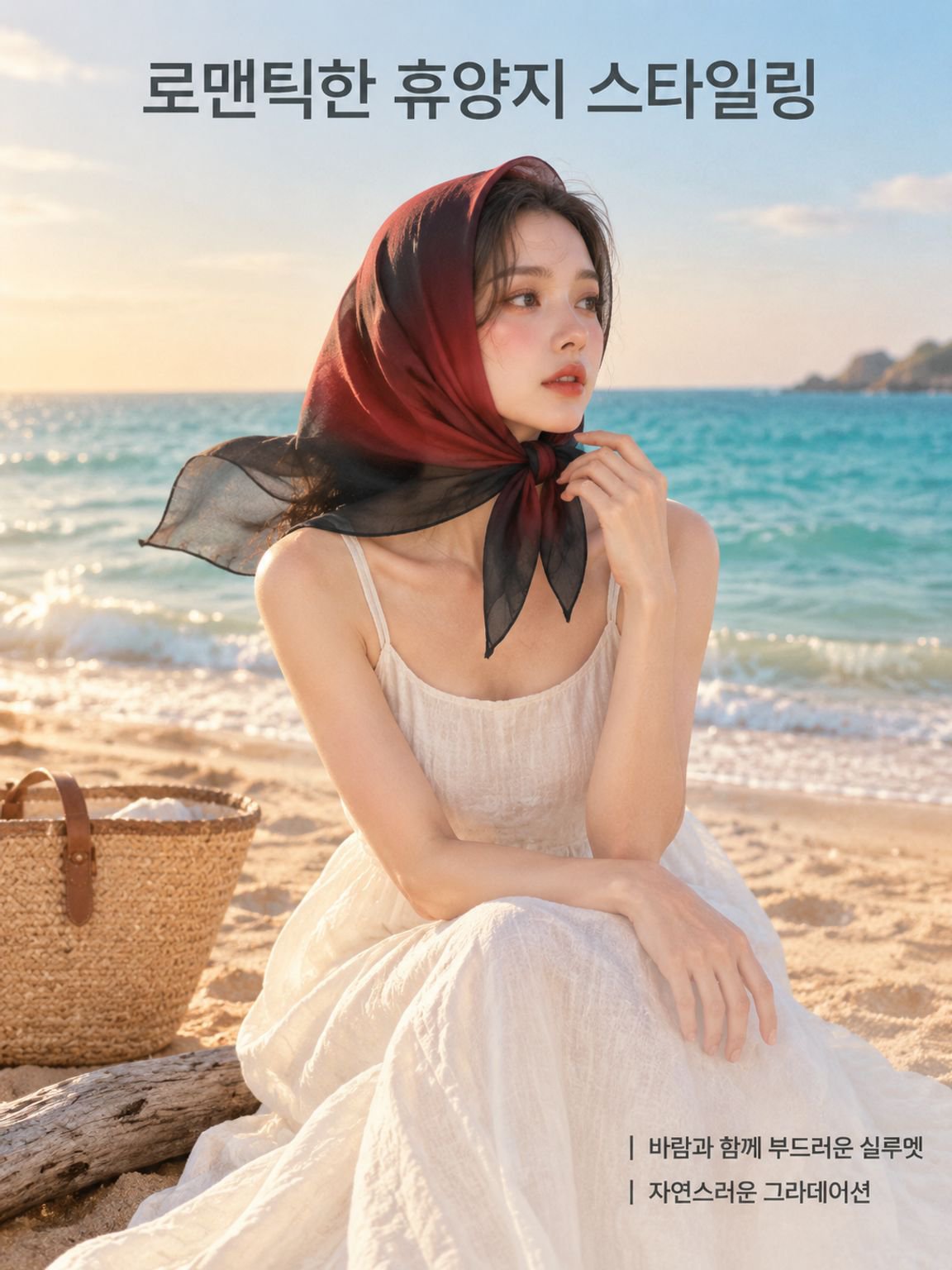 그라데이션 스타일 머리 스카프