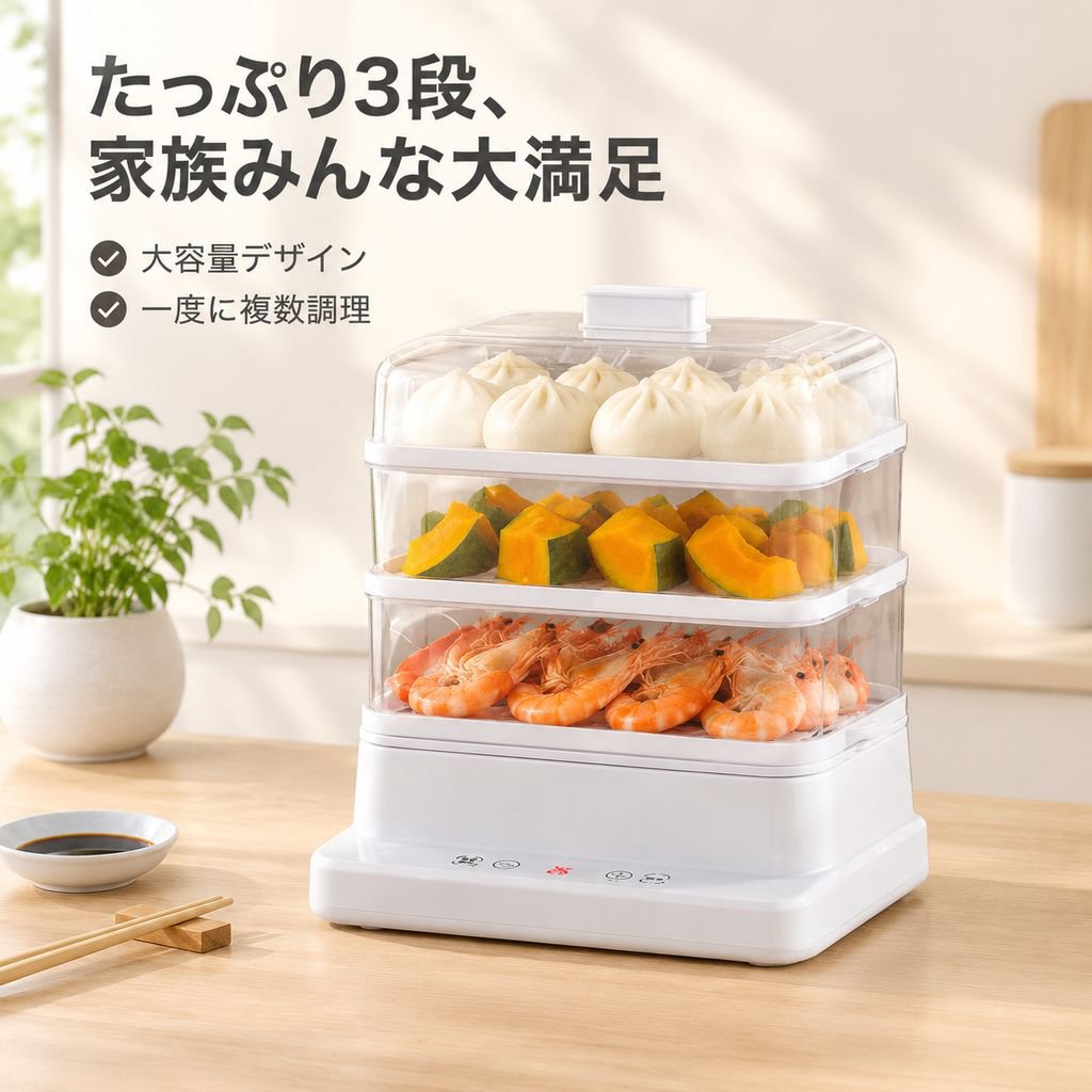 多機能三層家庭用電気蒸し器