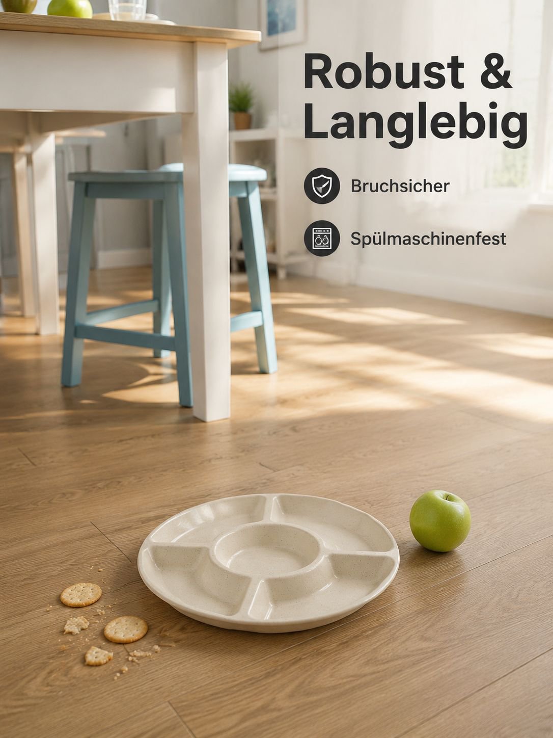Weizenstroh-Snackteller, 6-geteilte Obst- und Speiseteller
