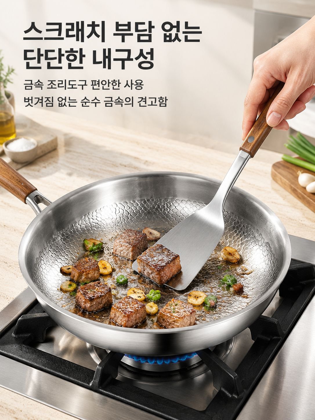 코팅되지 않은 평평한 바닥의 붙지 않는 프라이팬