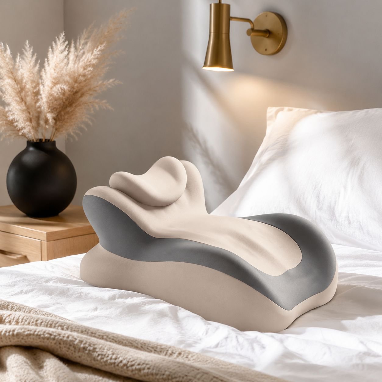 Memory foam headrest pillow for stomach sleepers, pressure relief pillow