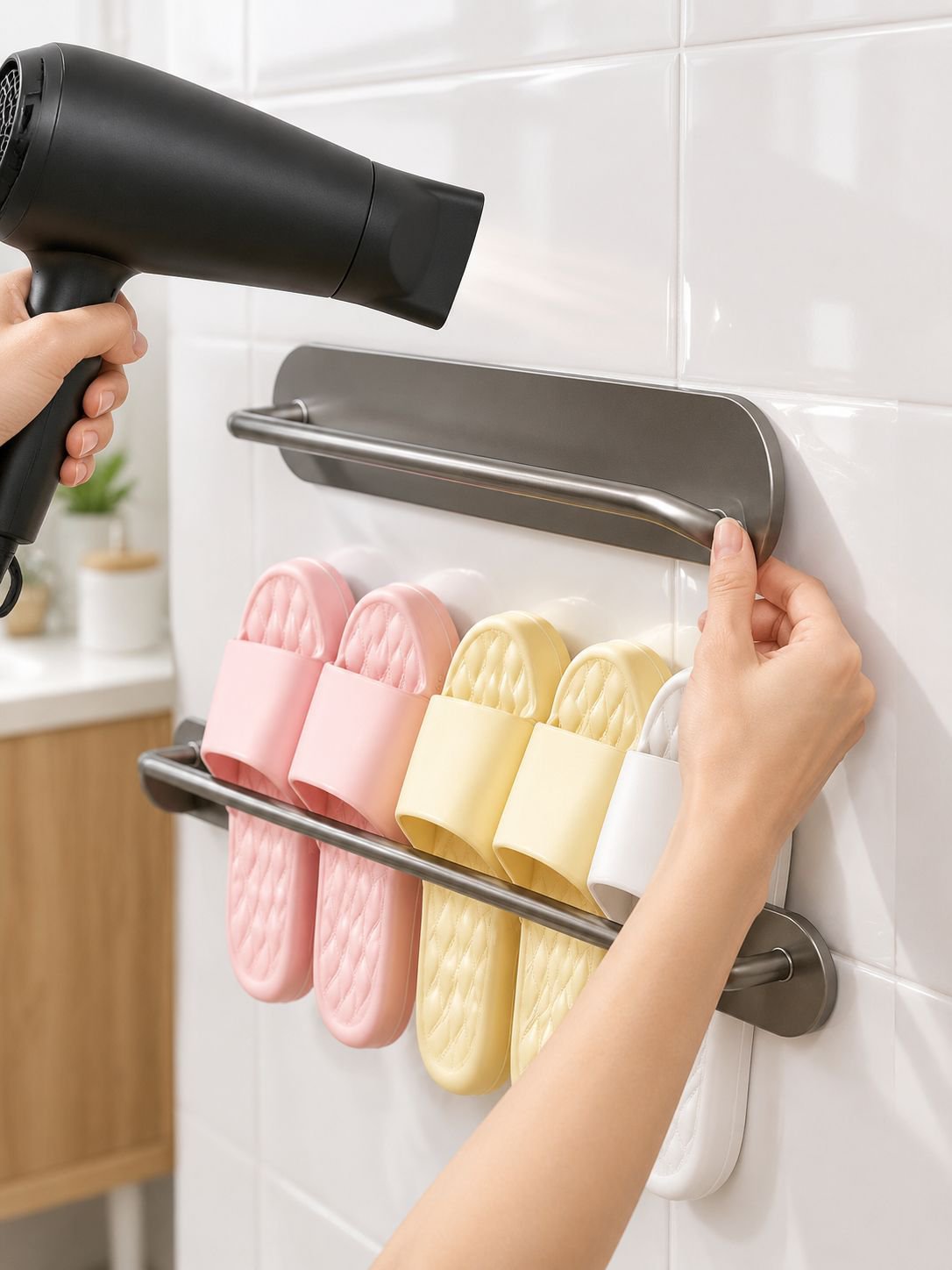 Zapatero de pared con diseño minimalista para baños
