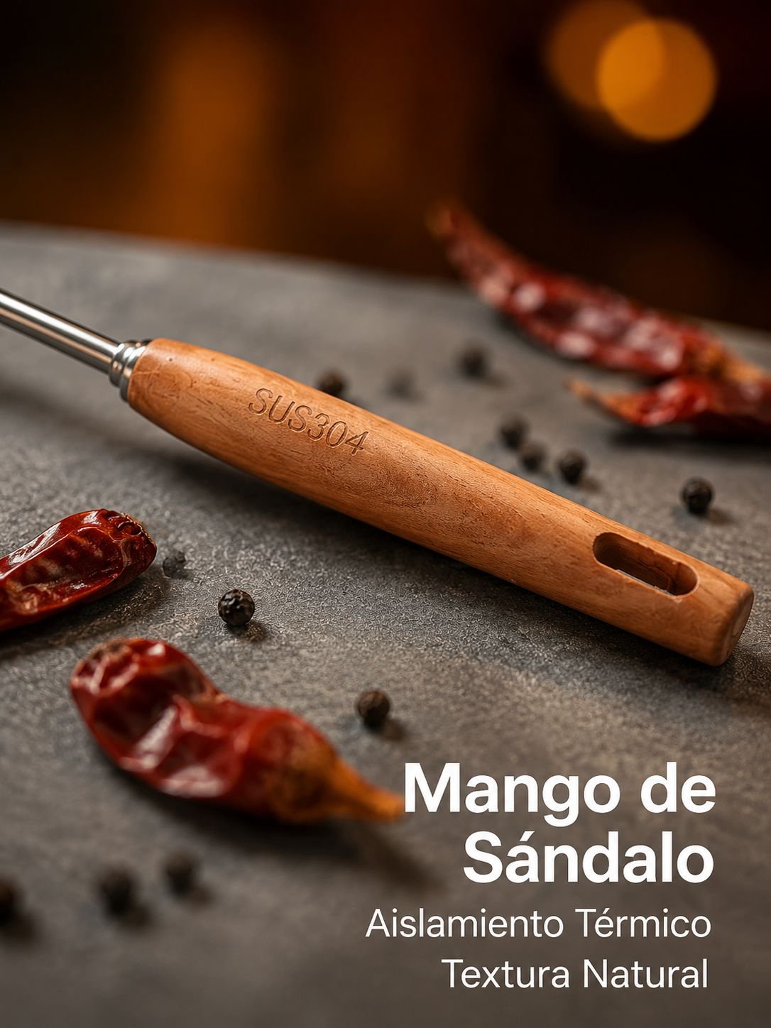 Espátula de cocina con mango de madera de sándalo