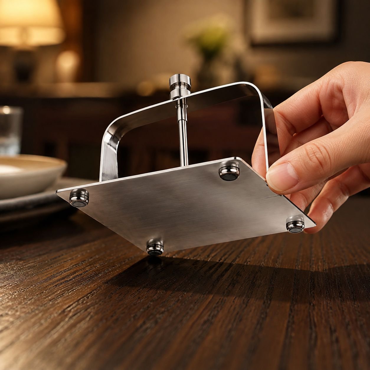 Dispensador de servilletas de acero inoxidable en uso