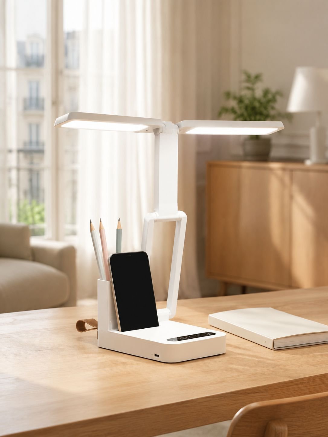Lampe de bureau LED pliable avec horloge pour enfants