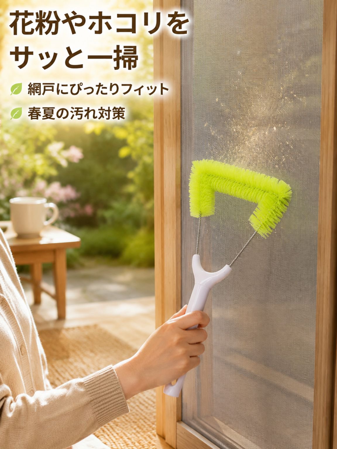 窓網戸の掃除と埃除去用ブラシ