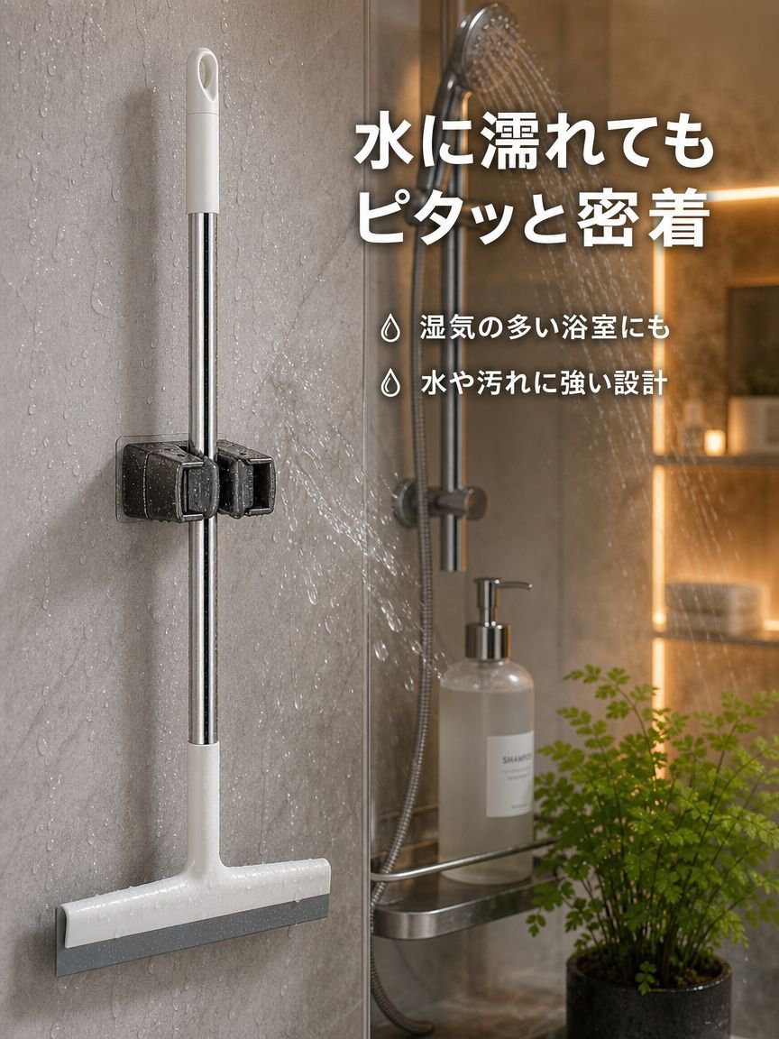 浴室用壁掛けほうきクリップ