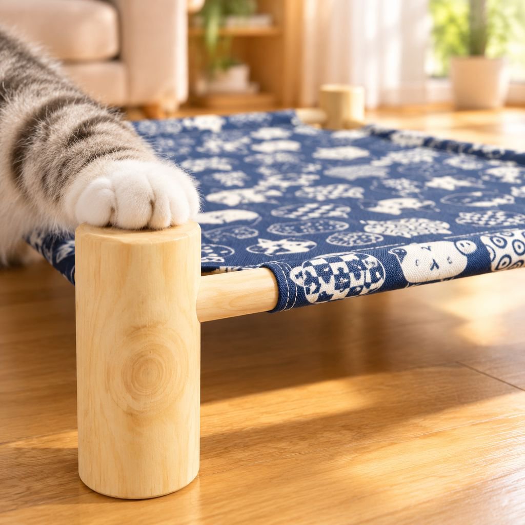 Cama de camping de madera para perros y gatos
