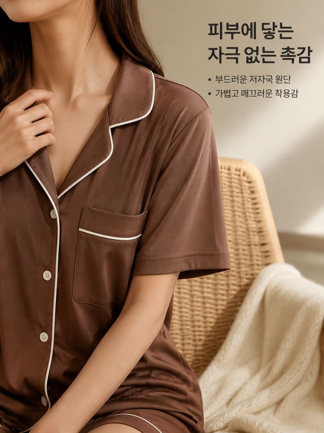 여성 브라 패드 내장 커플 파자마, 여름 반팔 루즈핏 외출 세트