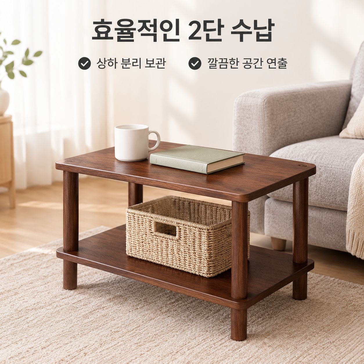 2단 소형 사각 테이블