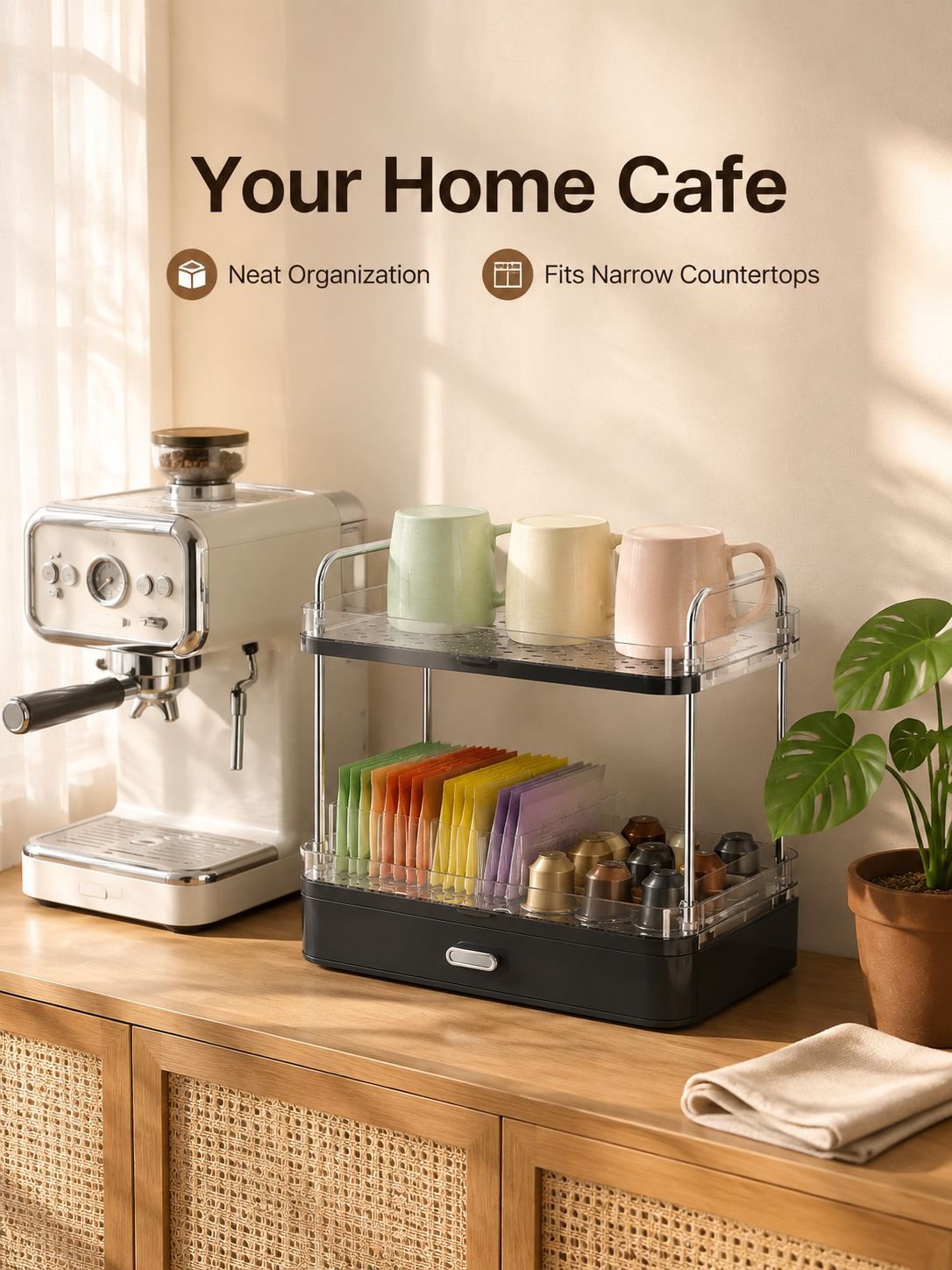 Multifunctional cup tray storage rack