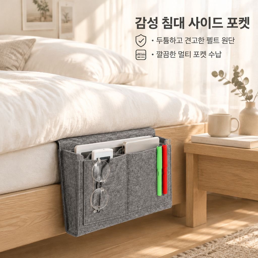 침대 옆 걸이형 펠트 수납 가방 (소파·침대용, 학생 기숙사 겸용)
