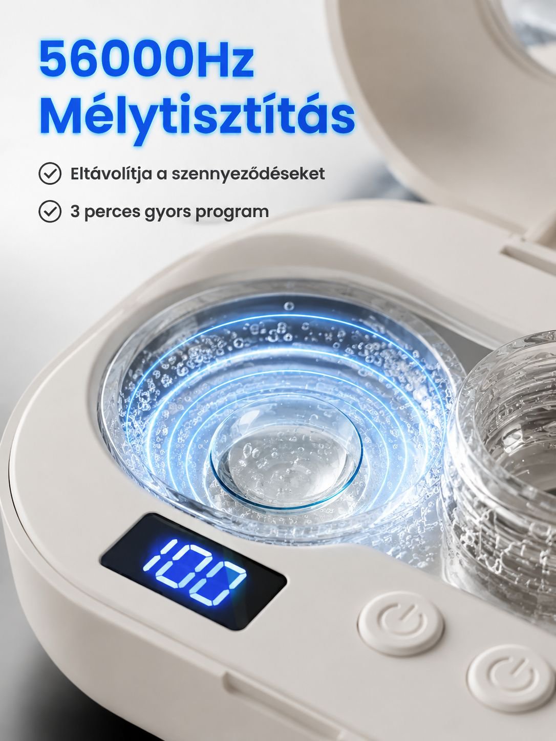 Nagyfrekvenciás ultrahangos automata kontaktlencse tisztító