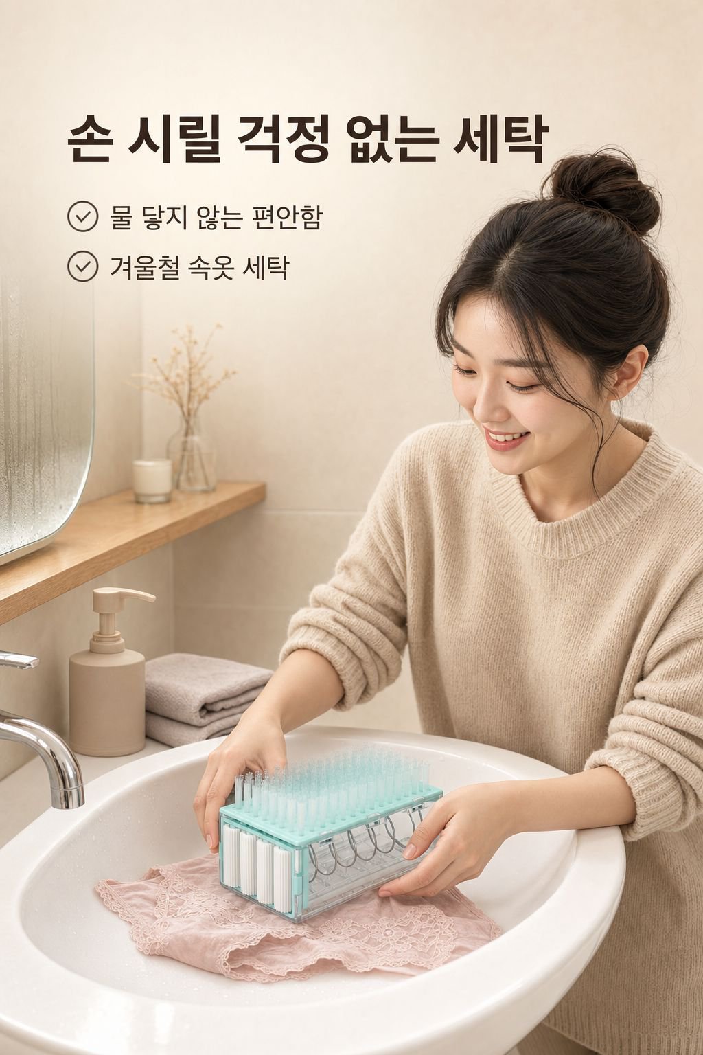 일체형 세탁브러쉬 물빠짐 수납함 속옷 양말 전용 손빨래 필요없는 브러쉬
