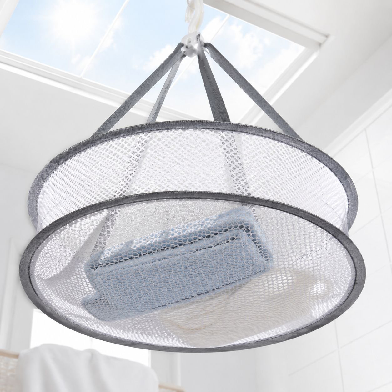 Double-layer drying net rack with herbs inside