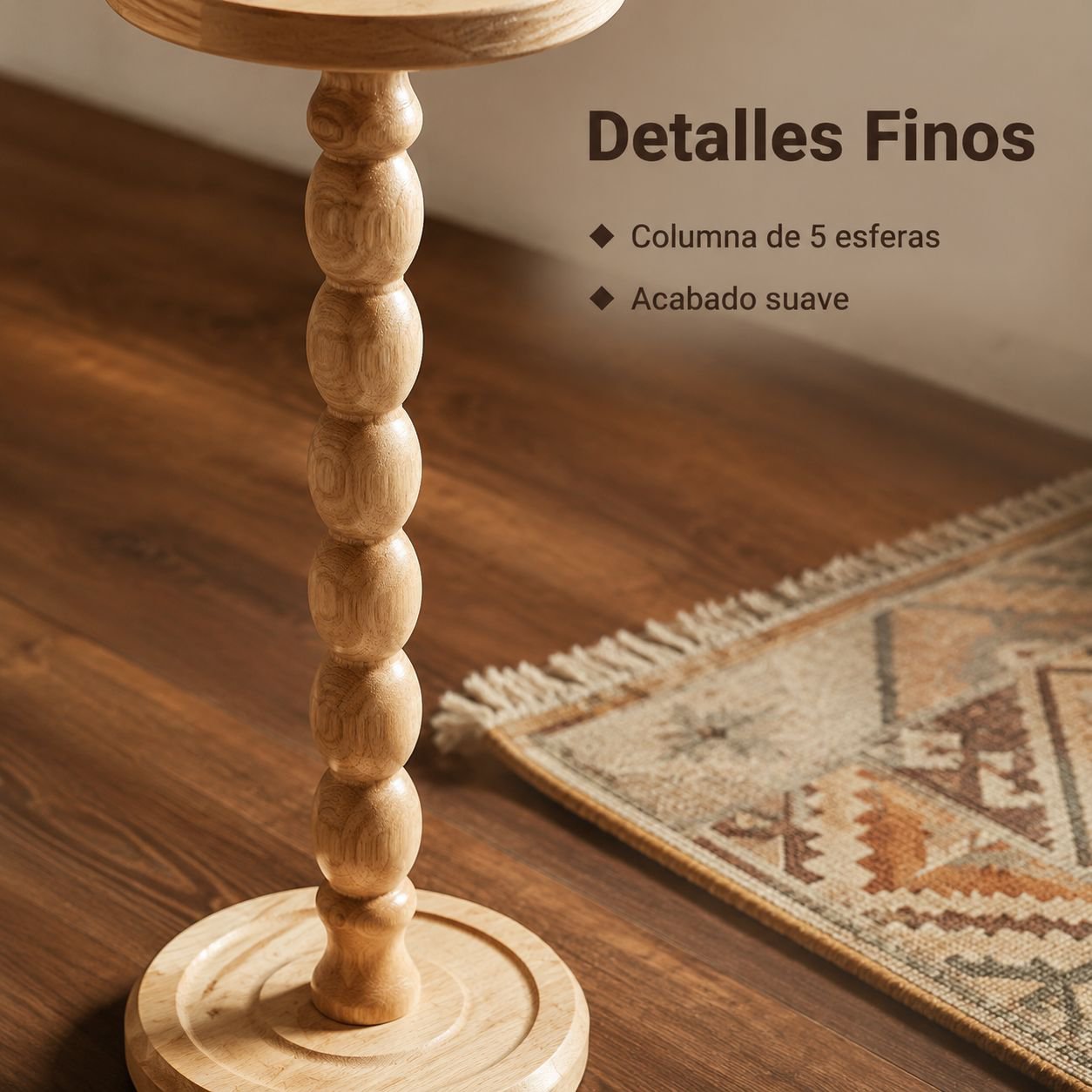 Mesa auxiliar redonda de madera maciza
