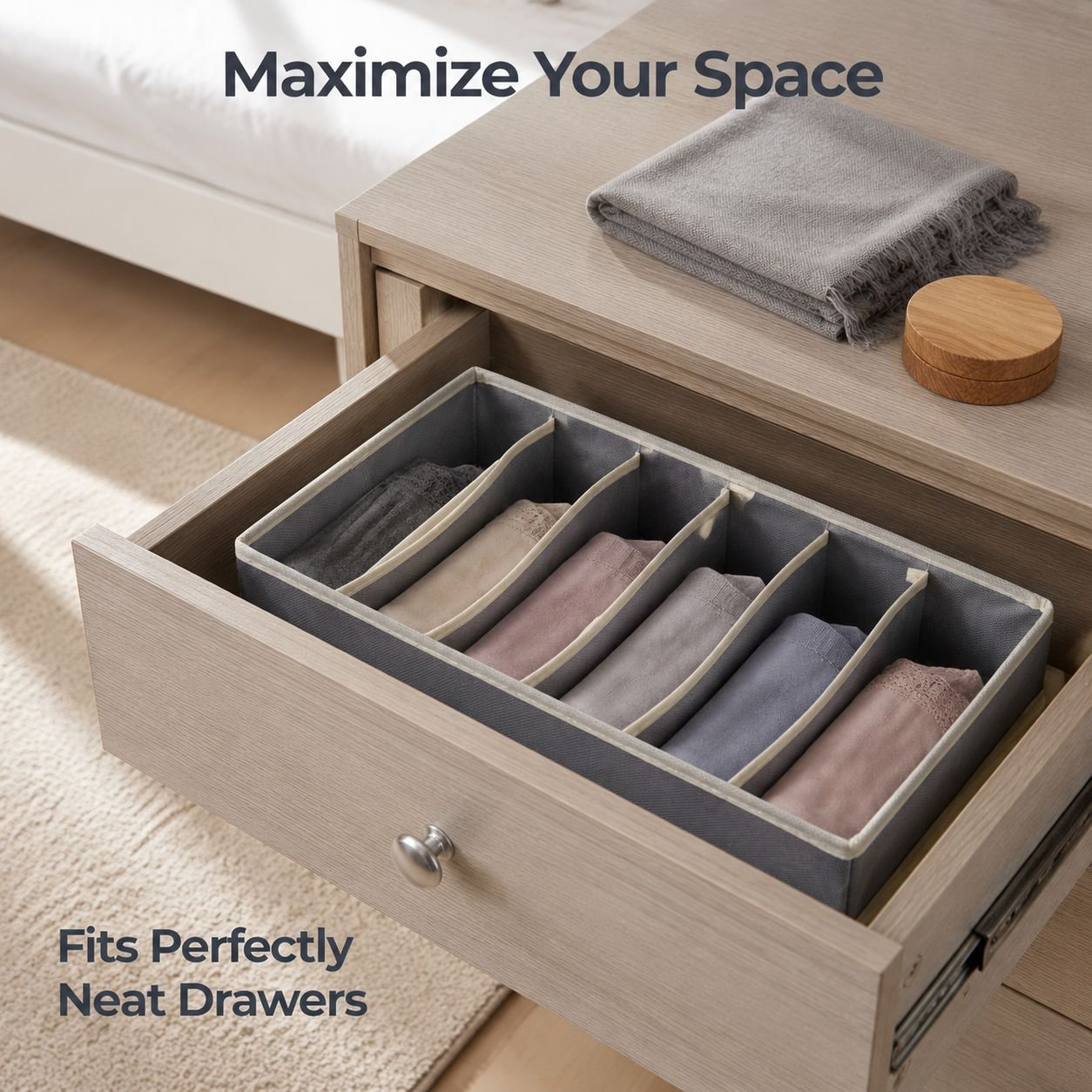 Fabric storage box for dividing underwear