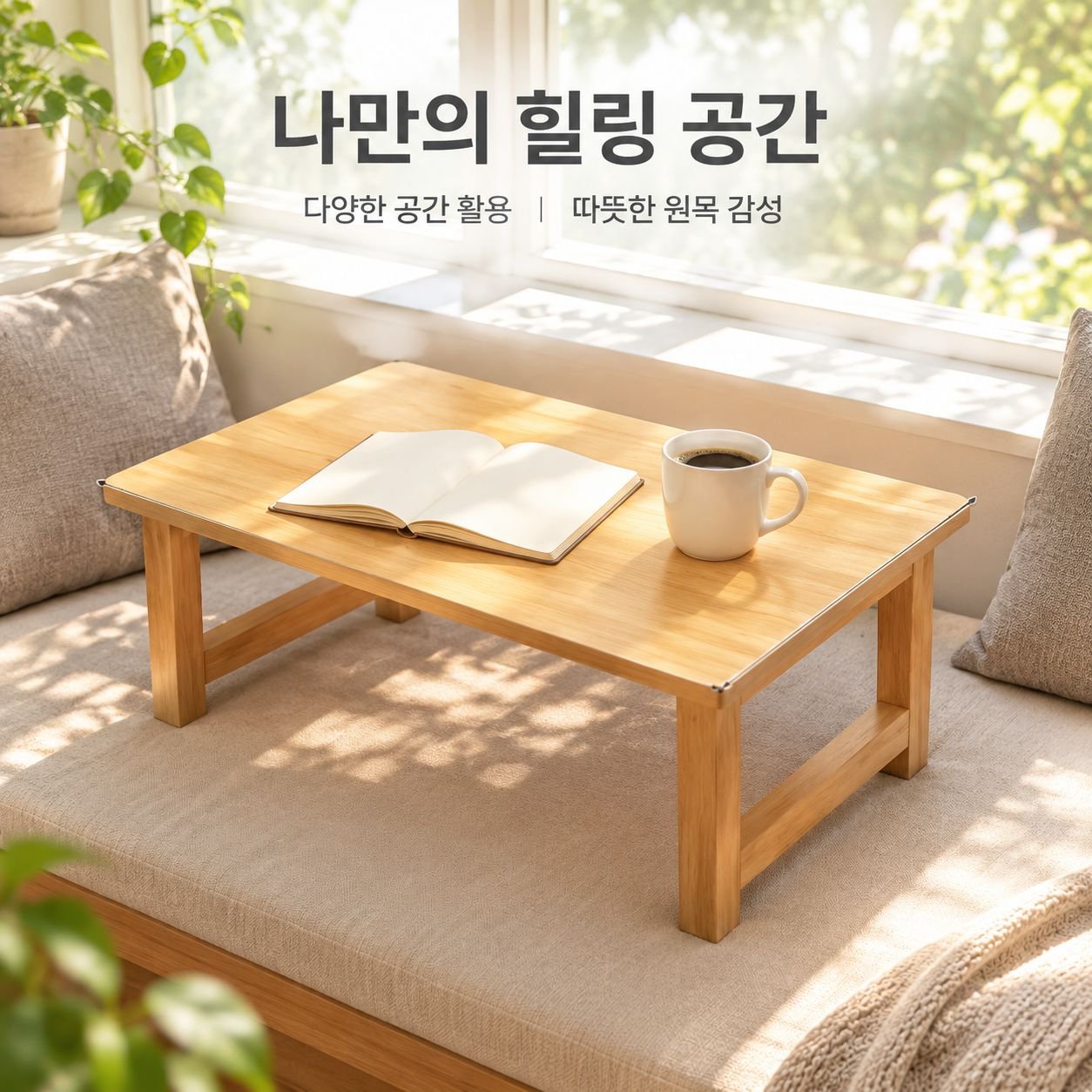 고무나무 원목 접이식 좌식 테이블 다다미 베란다 창가 침대 공부상 미니 티테이블