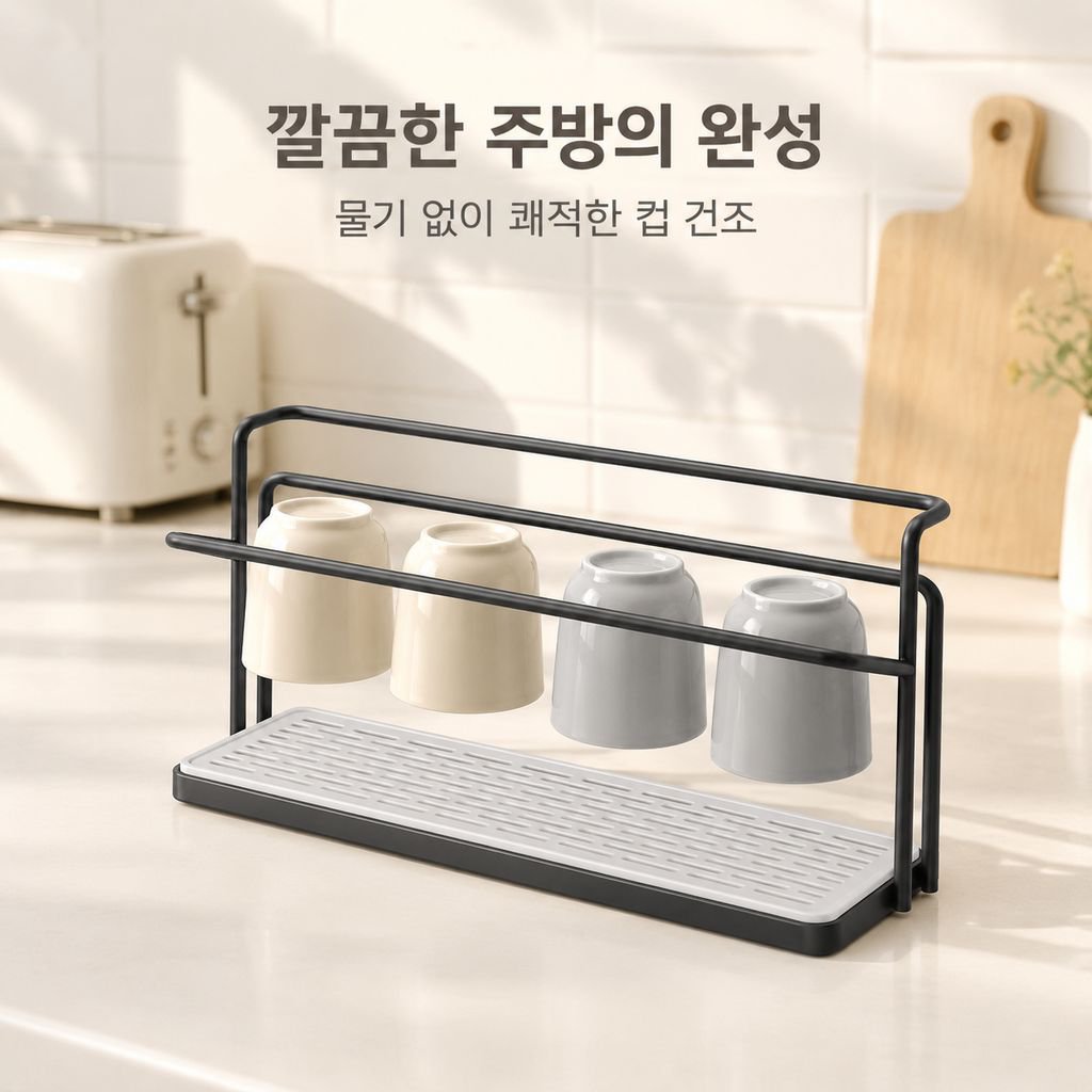 책상 컵 받침대 물빠짐 컵 물컵 와인잔 유리컵 이층 철제로 된 정리대 가정용 침실 정리대