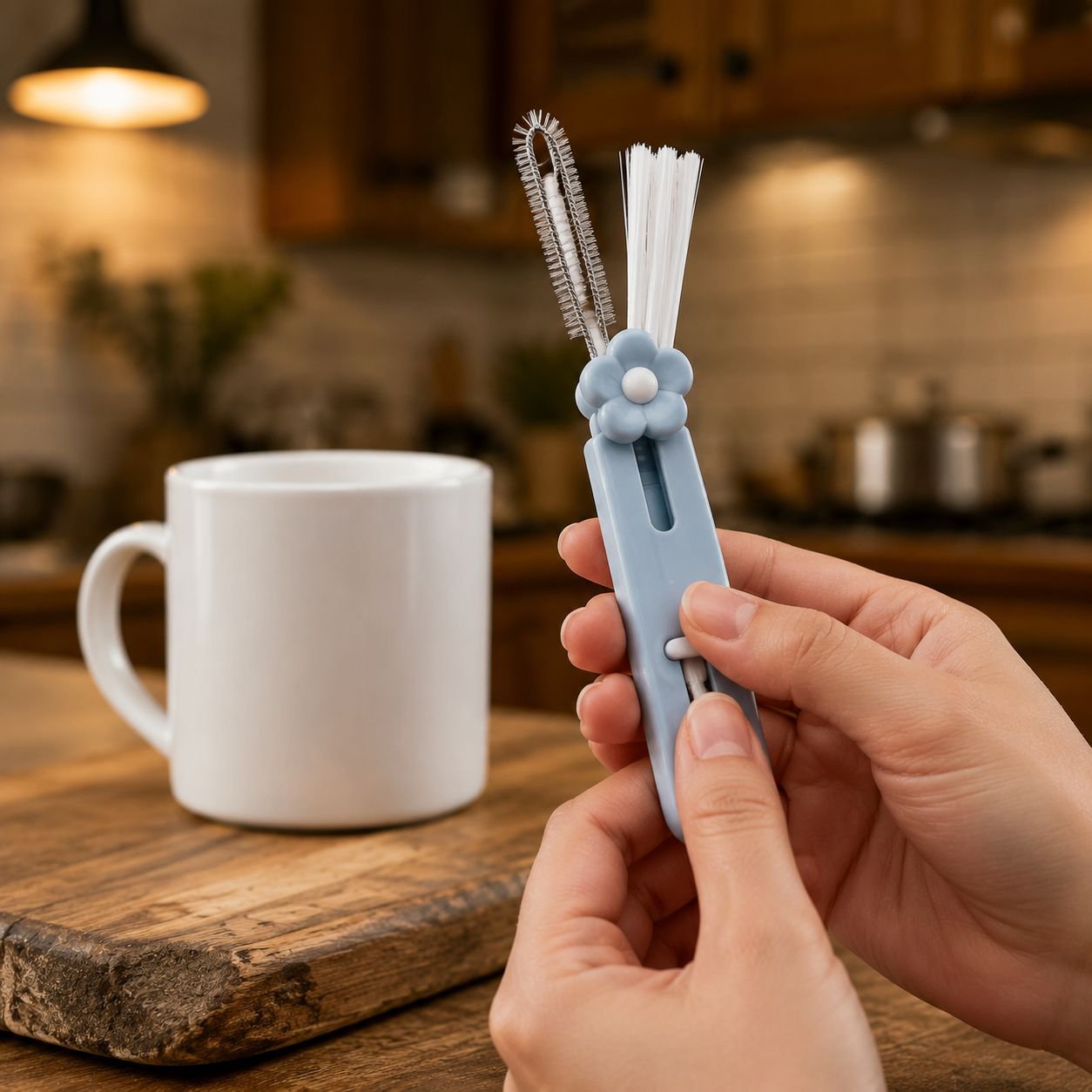Multi-functional Petal Cup Lid Cleaning Brush for Baby Bottles and Cups