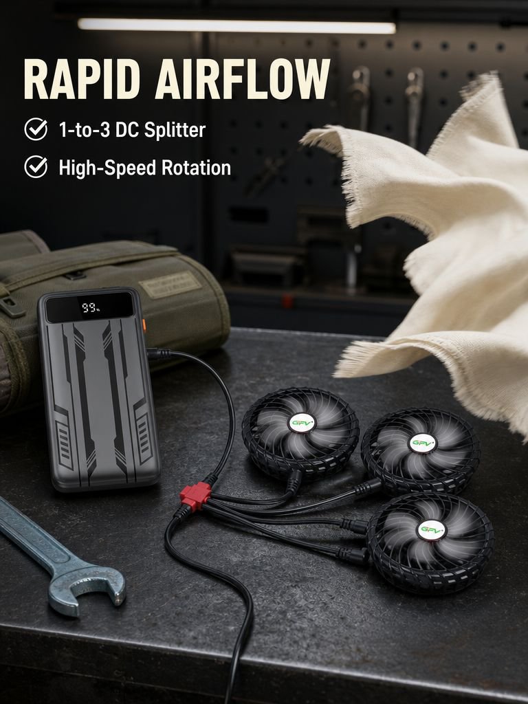 Super Fast Charging Air Conditioned Jacket Battery Set with 3-in-1 Fan