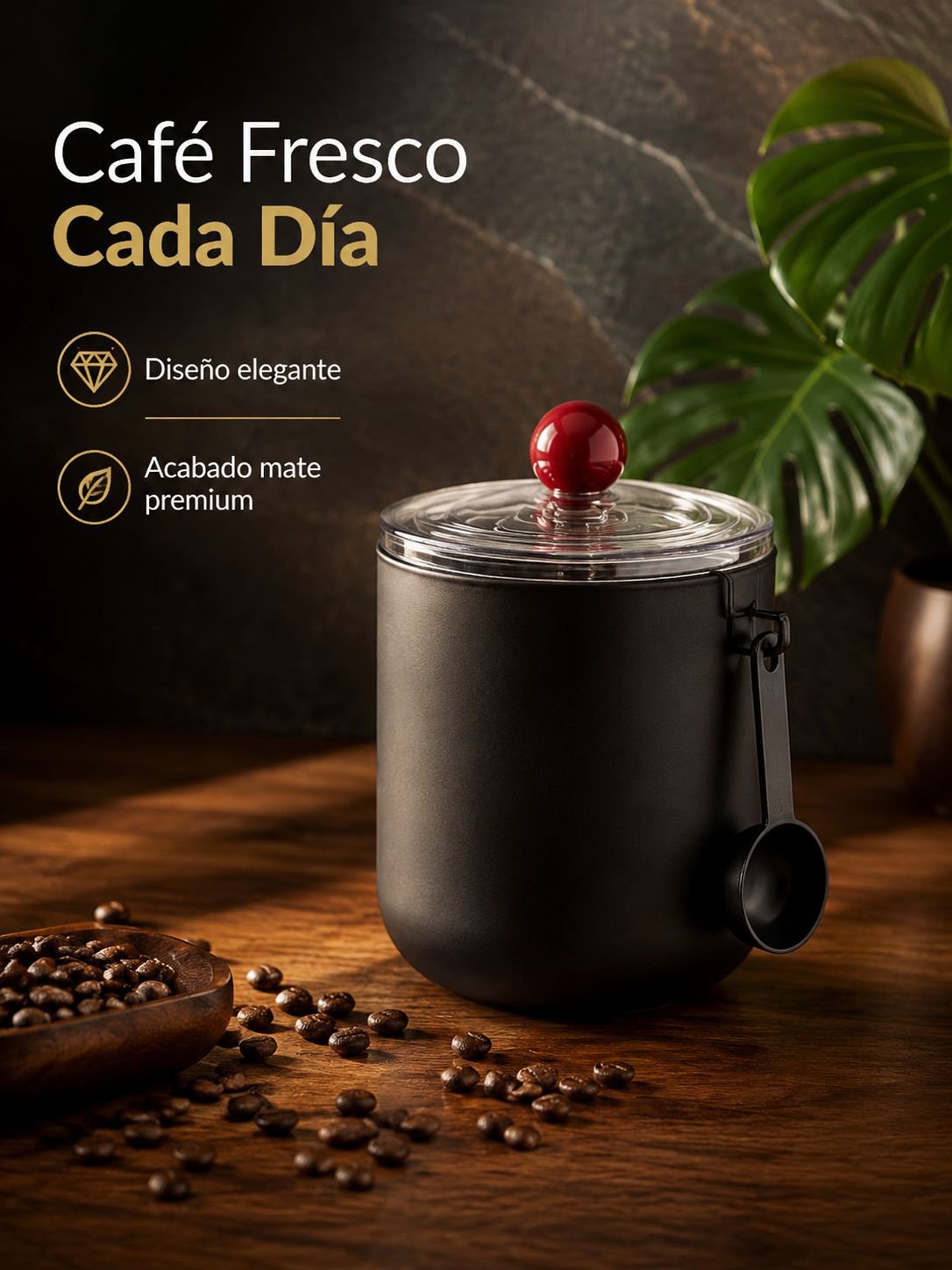 Recipiente hermético para almacenar granos de café