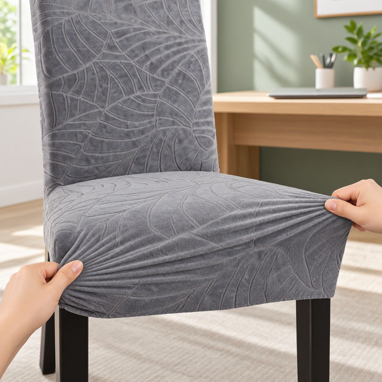 Large leaves Office chair cover Stool Protector Stretch Onepiece Jacquard Waterproof and durable Sof