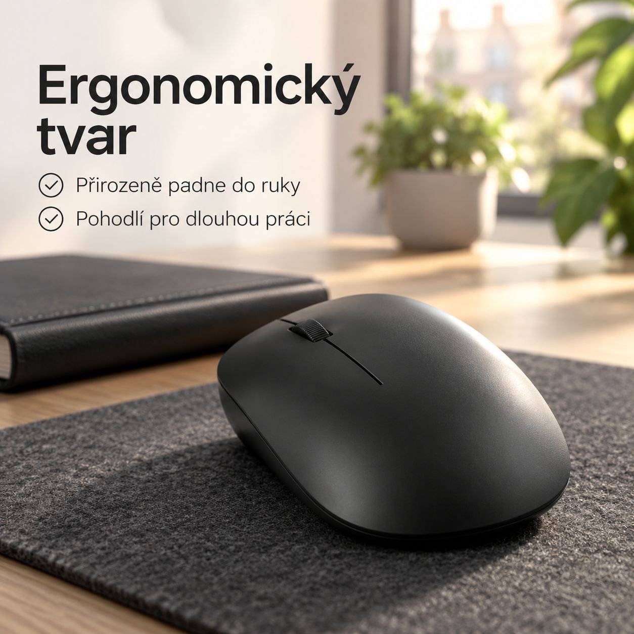 Ergonomická bezdrátová tichá Bluetooth myš