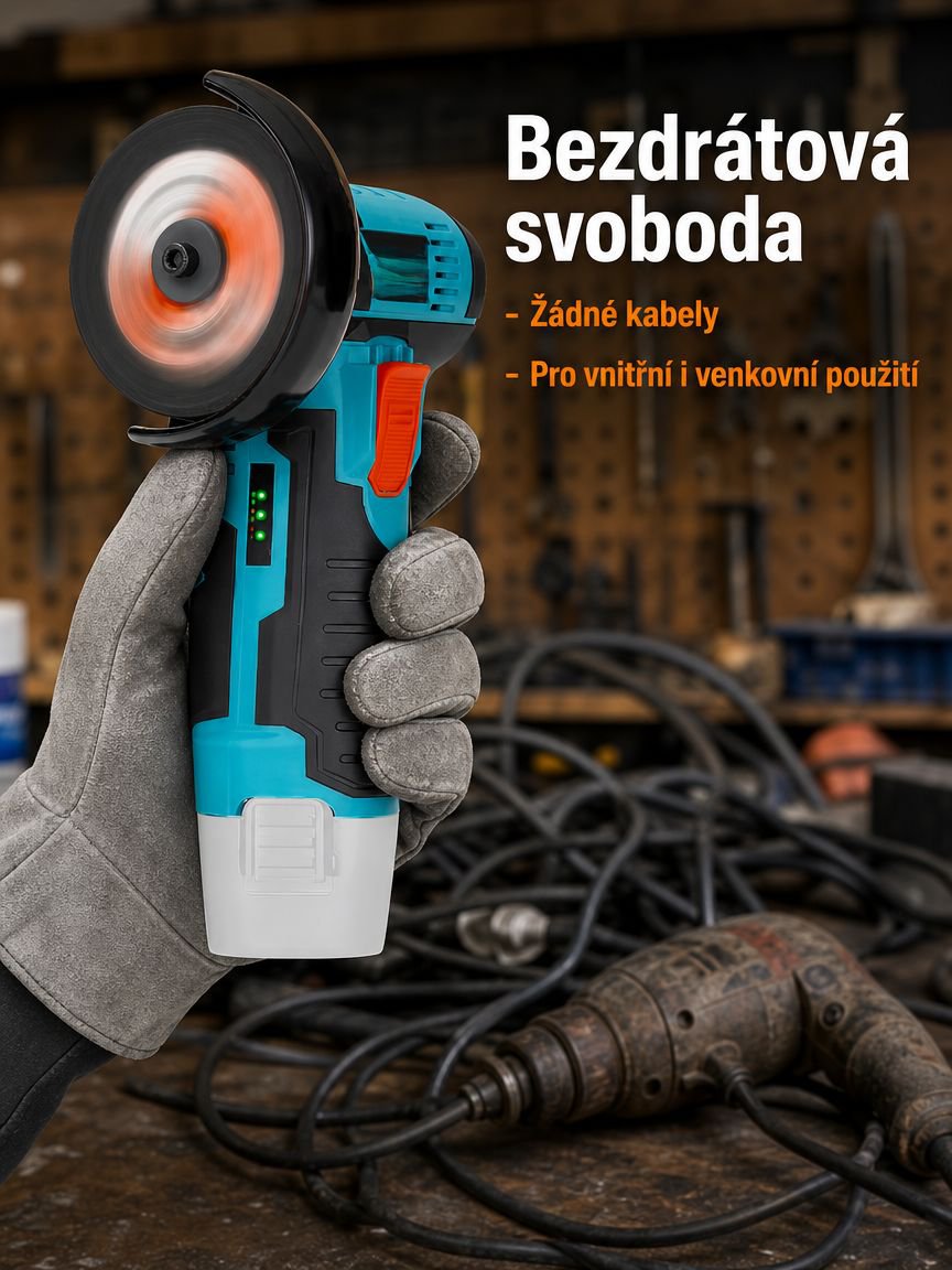 Domácí nabíjecí úhlová bruska s lithium-iontovou baterií