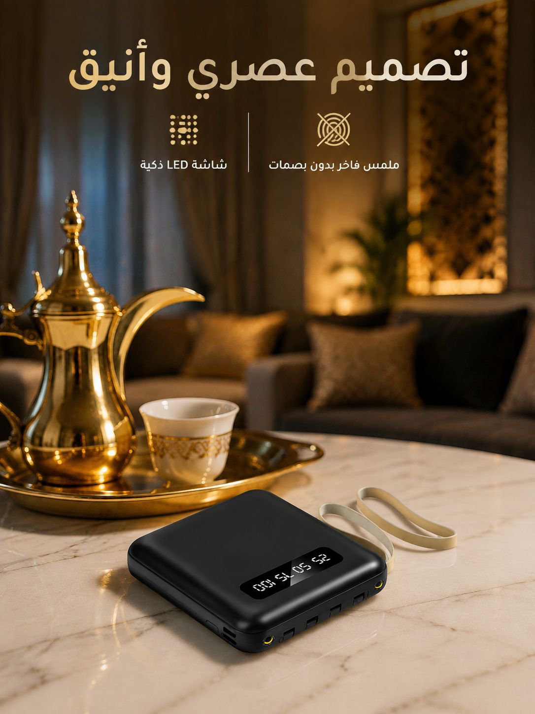 بنك الطاقة المحمول المزود بالكابلات بالطراز الجديد