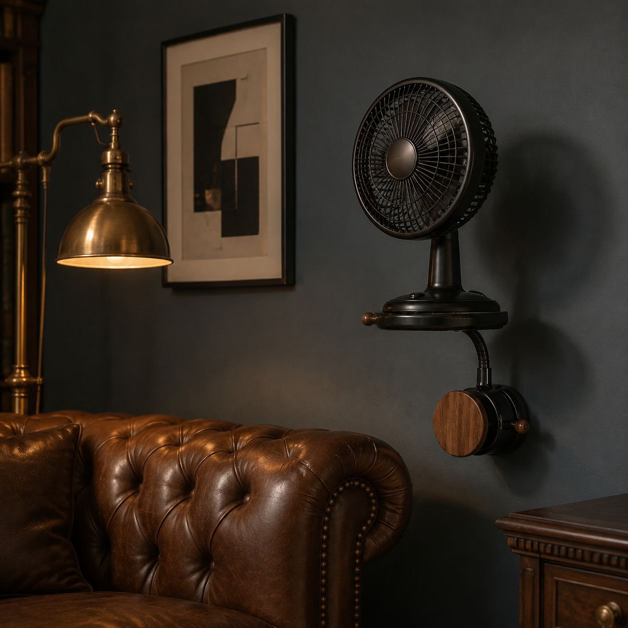 Fan wall organizer with adjustable arms
