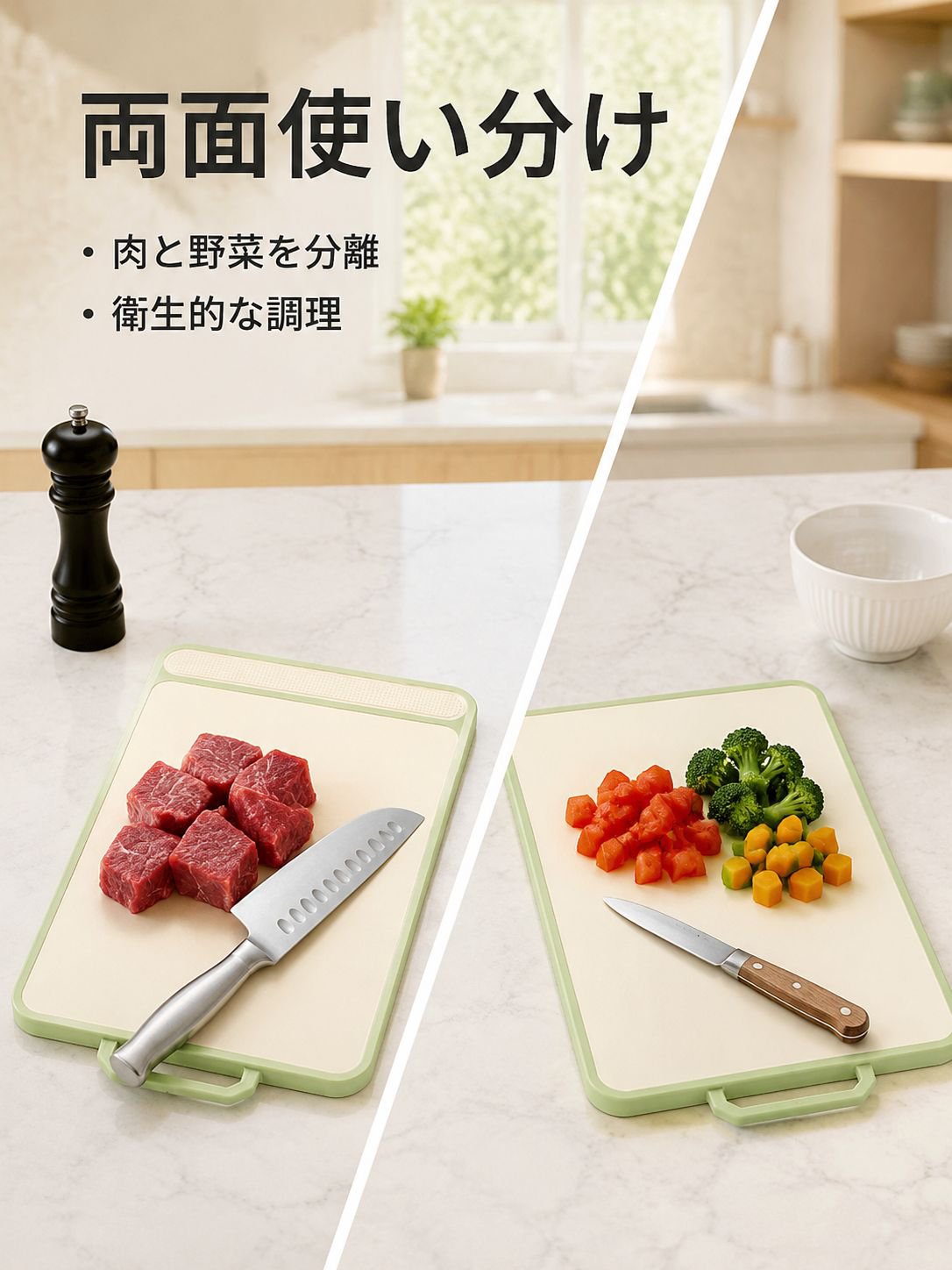 厚みのある抗菌両面まな板