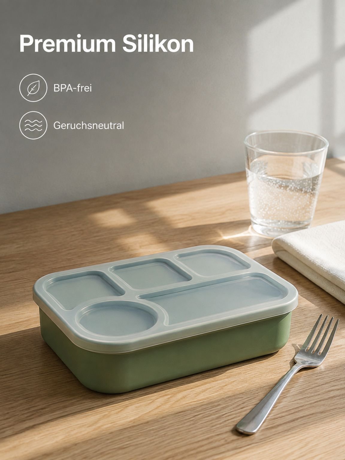 Große Silikon-Lunchbox, mikrowellengeeigneter Frischhaltebehälter