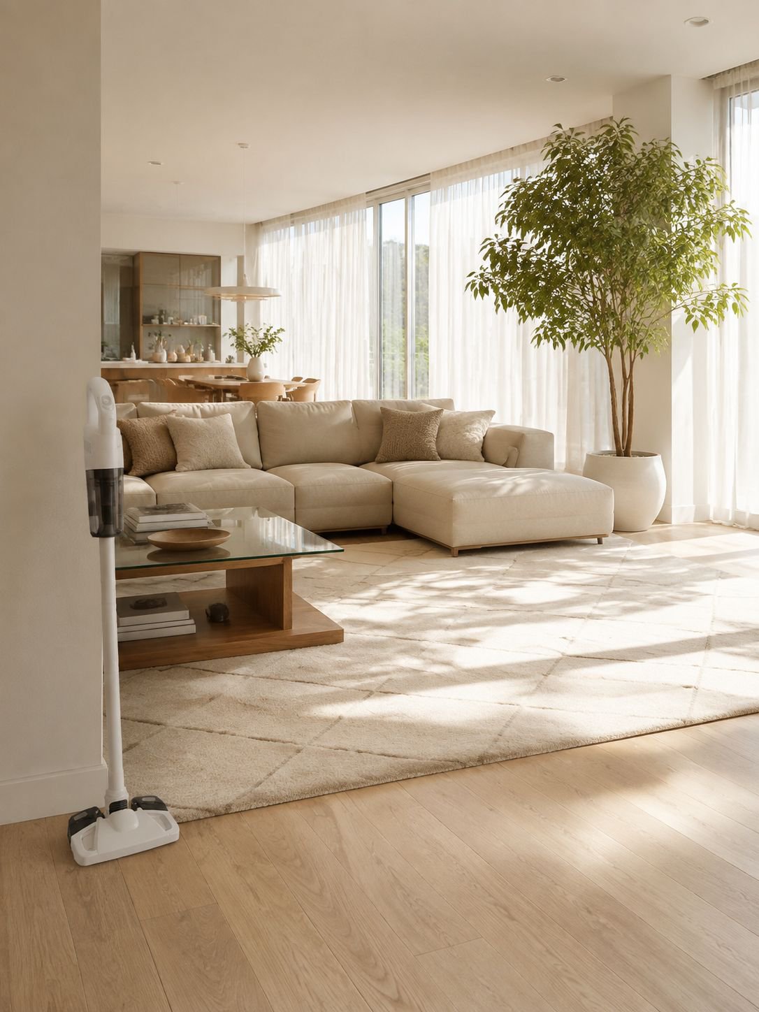 Vacuum cleaner charging on docking station