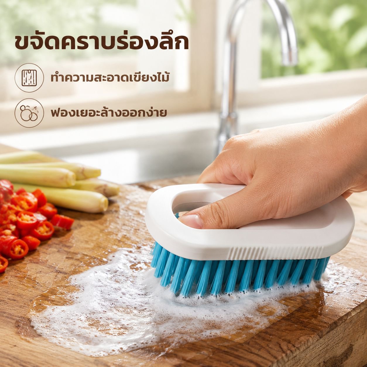 แปรงทำความสะอาดเขียงอเนกประสงค์