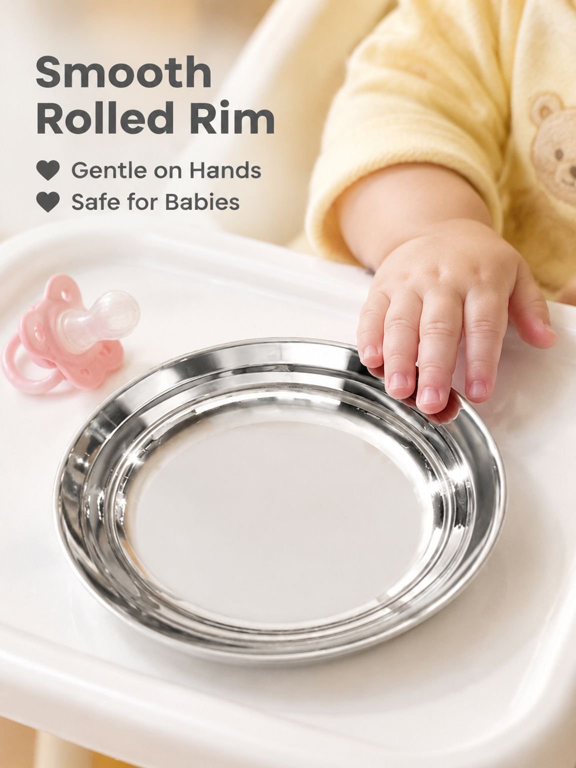Baby Tableware Household Drop-proof Stainless Steel Plate