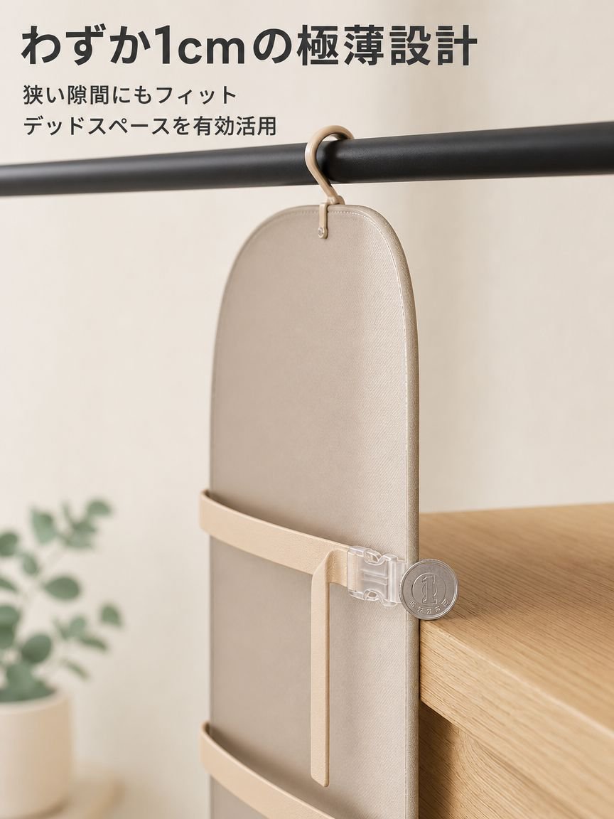 壁掛け式衣類収納圧縮ボード