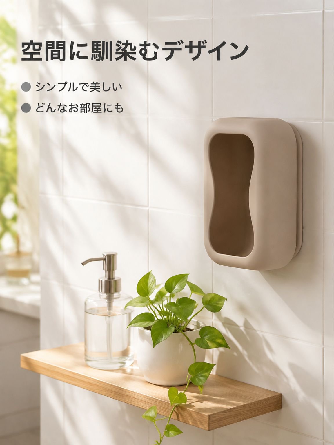 吸盤付きシリコン製壁掛けティッシュケース、多用途対応