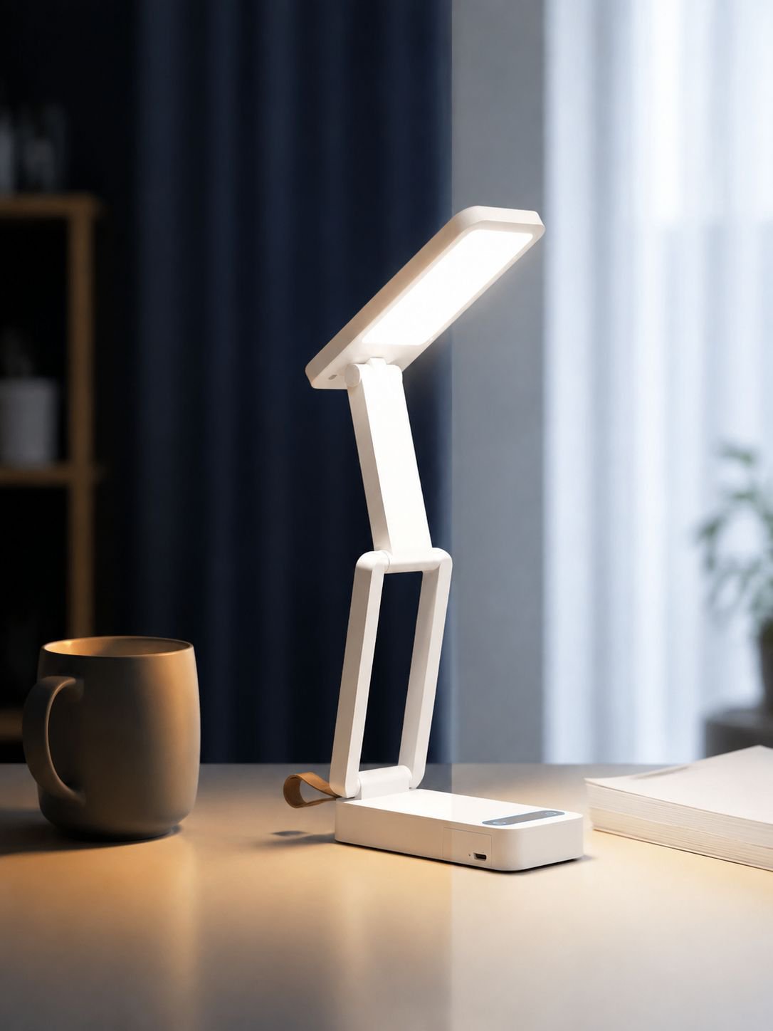 Lampe de bureau LED pliable avec horloge pour enfants