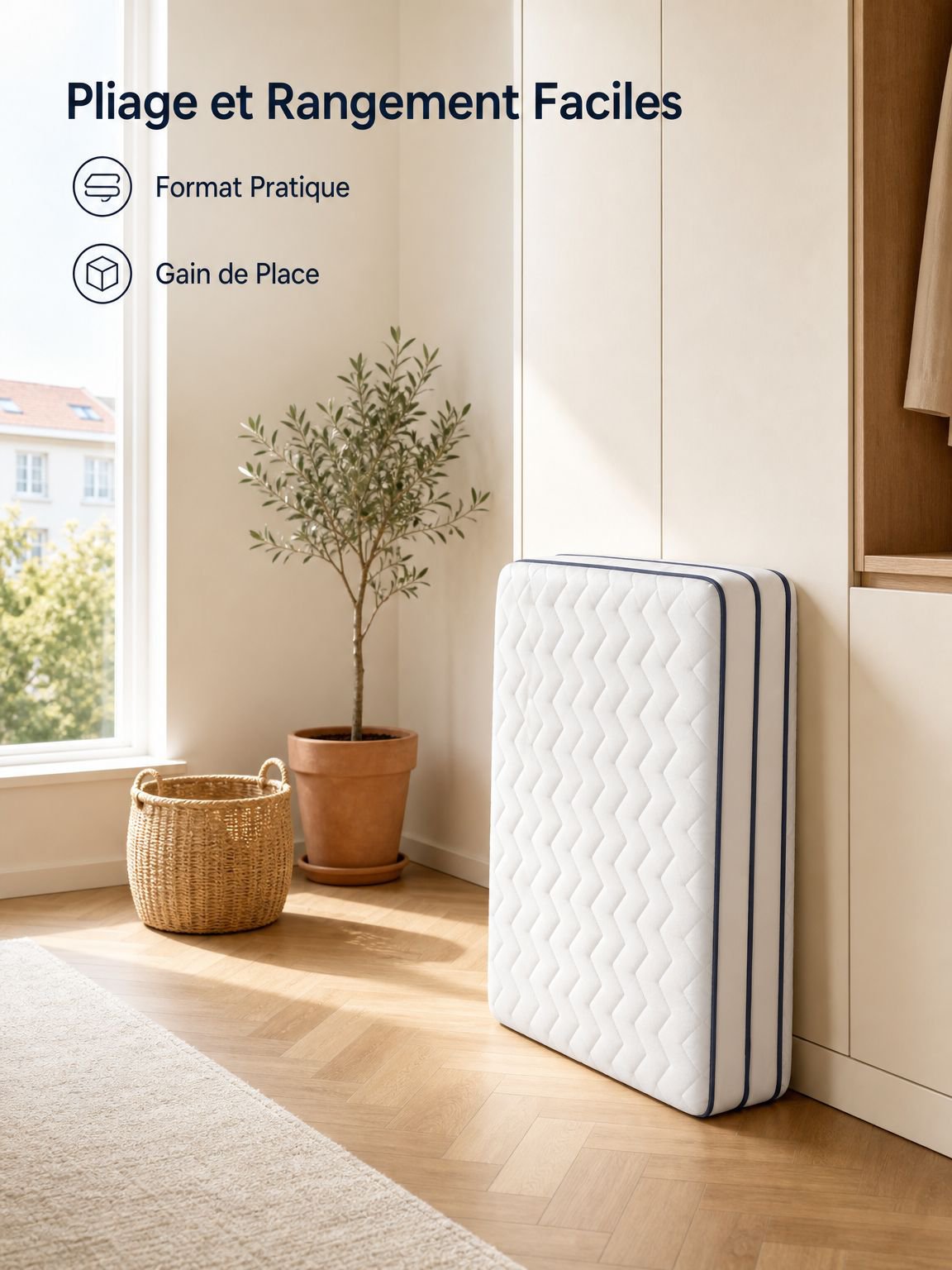 Matelas tatami pliable facile à ranger et à transporter pour petit espace