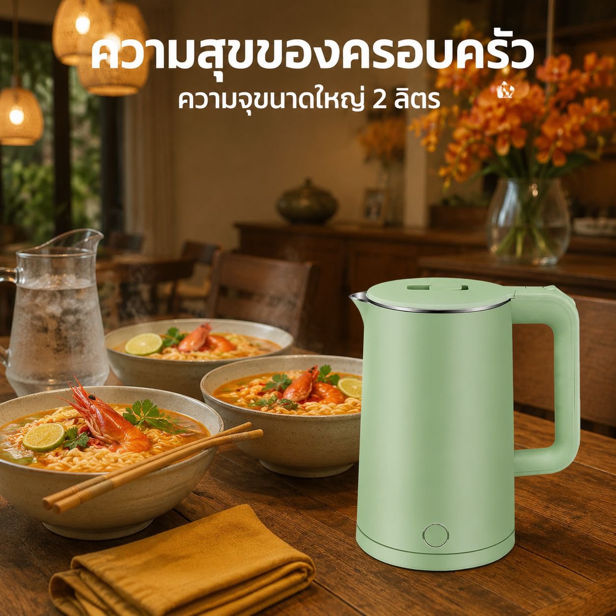 กาต้มน้ำไฟฟ้าสแตนเลสสองชั้น