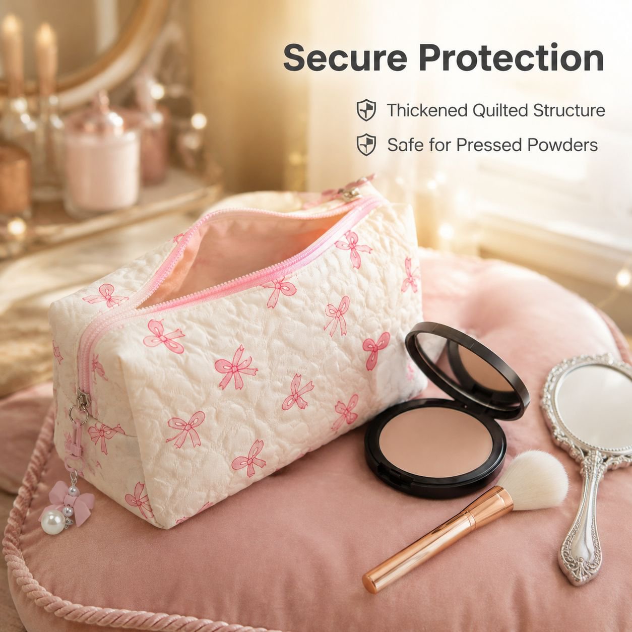 Bowknot Handheld Toiletry Bag Multi-functional Lipstick Storage Pouch