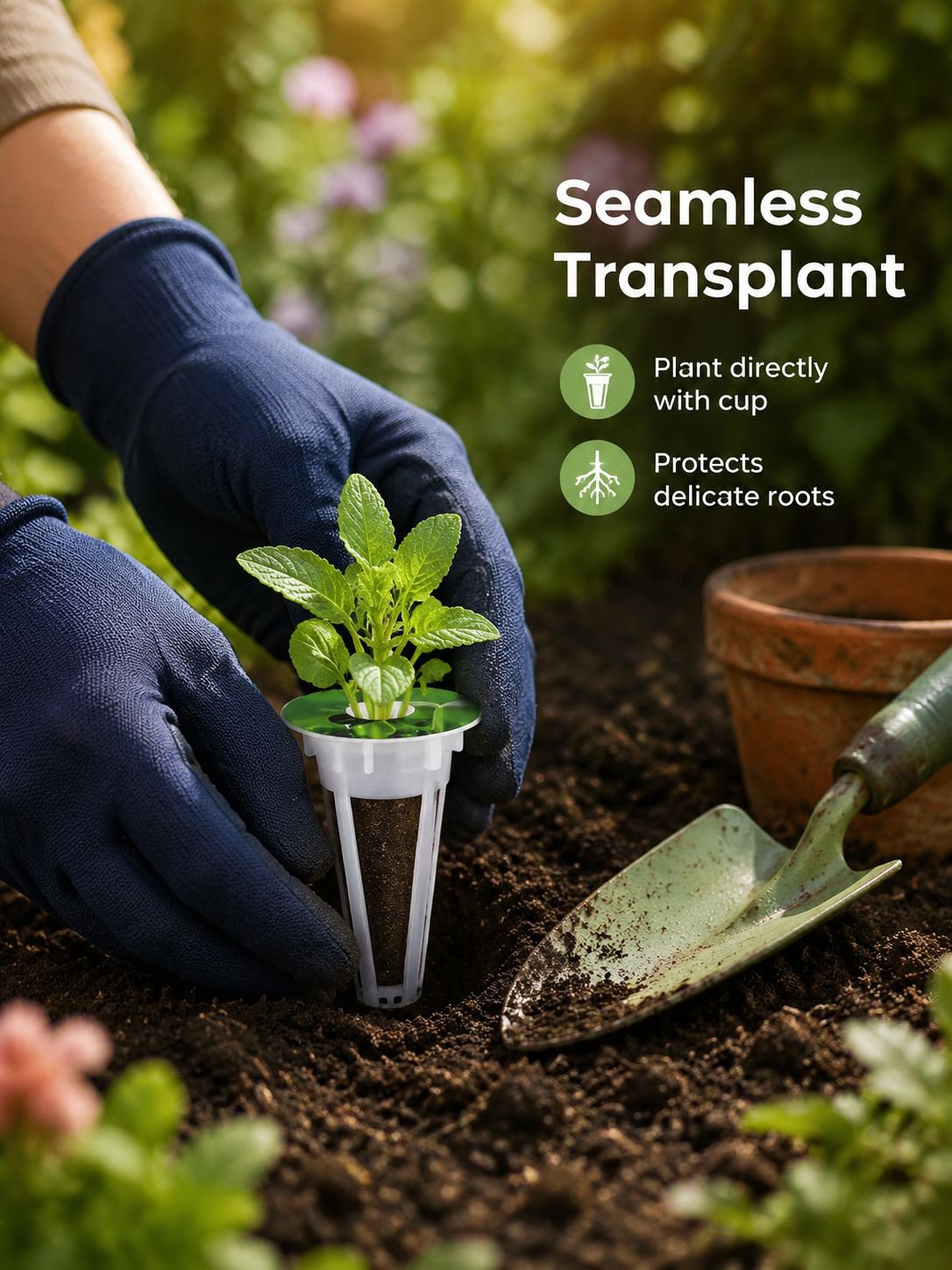 Soil-free hydroponic basket for decorative plants