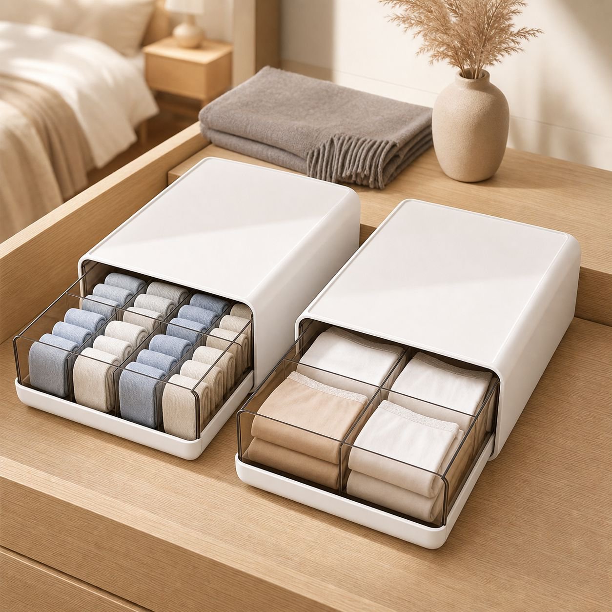 Large Capacity Dustproof Partitioned Drawer Household Underwear Socks Organizer