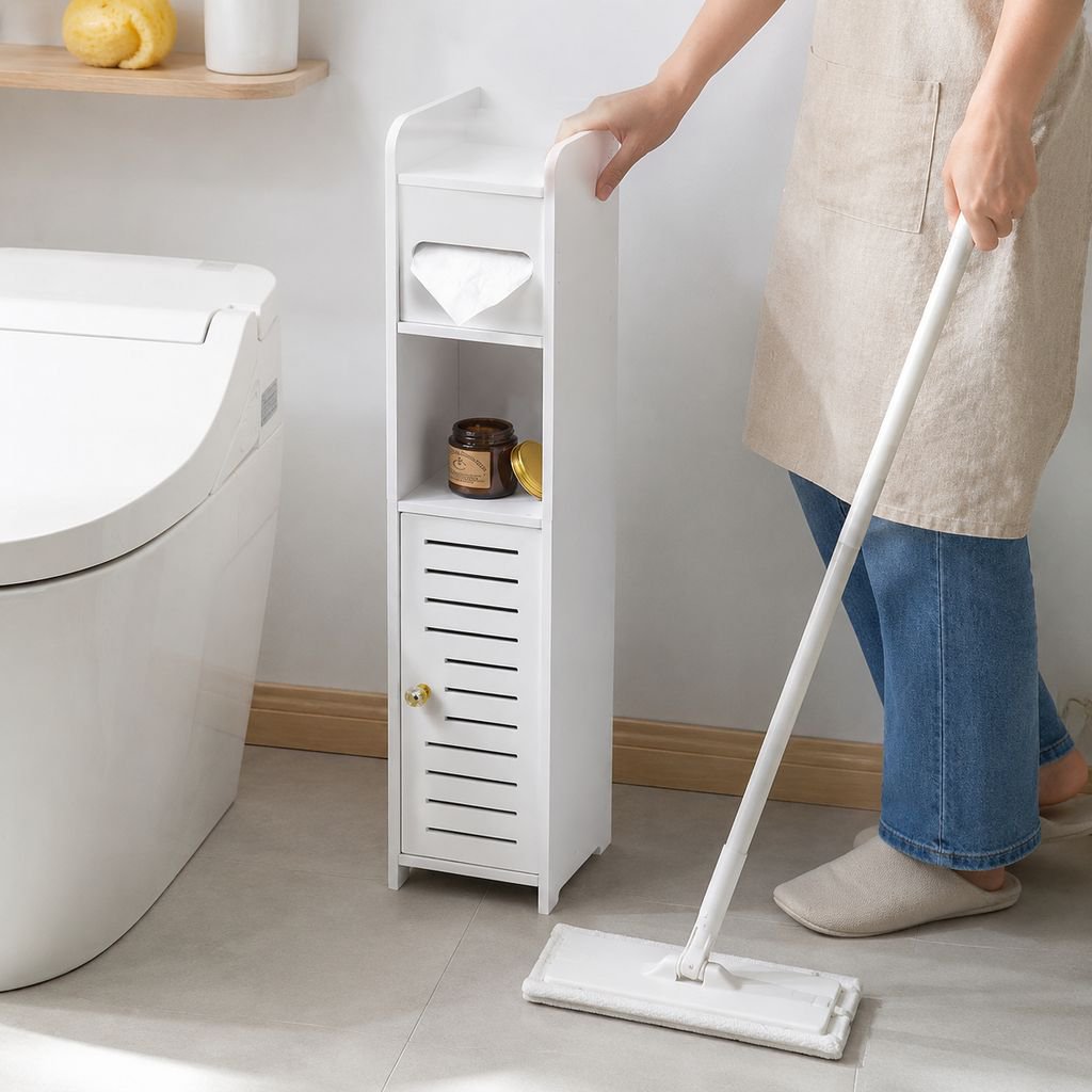 バスルーム用スリム収納棚、床置き収納キャビネット、トイレ収納ラック、トイレ収納棚