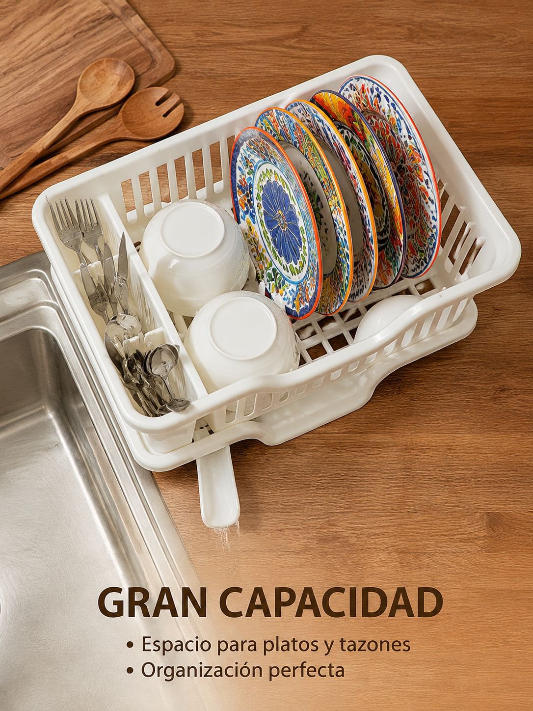 Escurridor de platos multifuncional para cocina