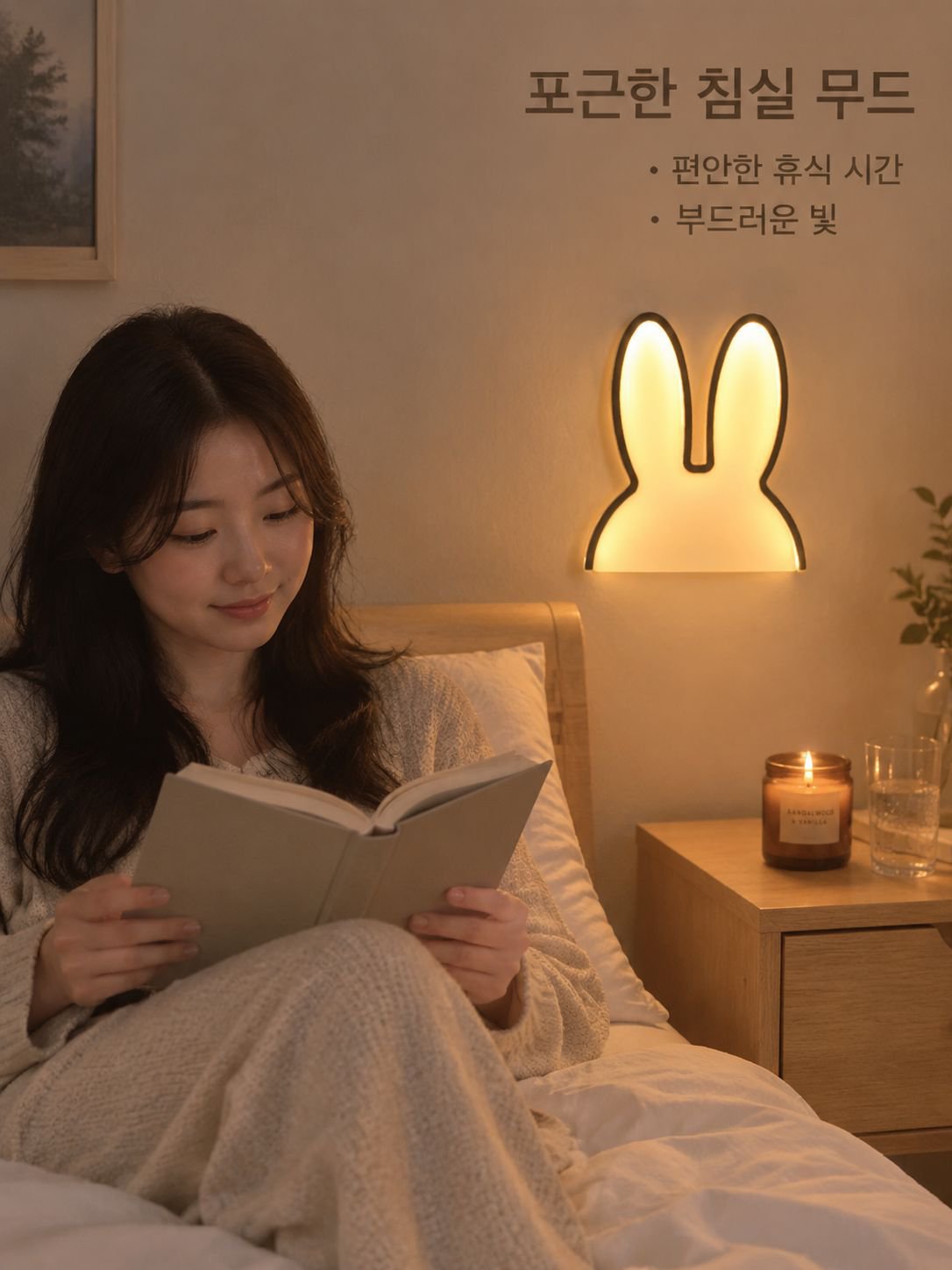귀여운 토끼귀 벽조명 창의적인 무드등