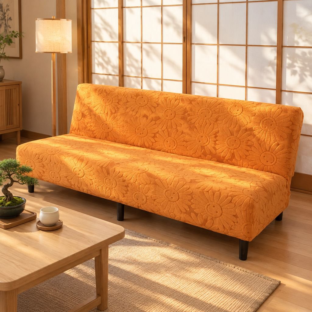 汎用性の高い伸縮性のある折りたたみ式アームレスソファカバー
