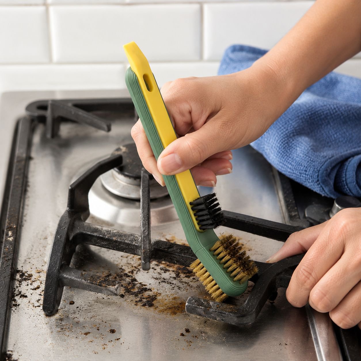 Multifunctional Kitchen Stove Cleaning Brush with Scraper