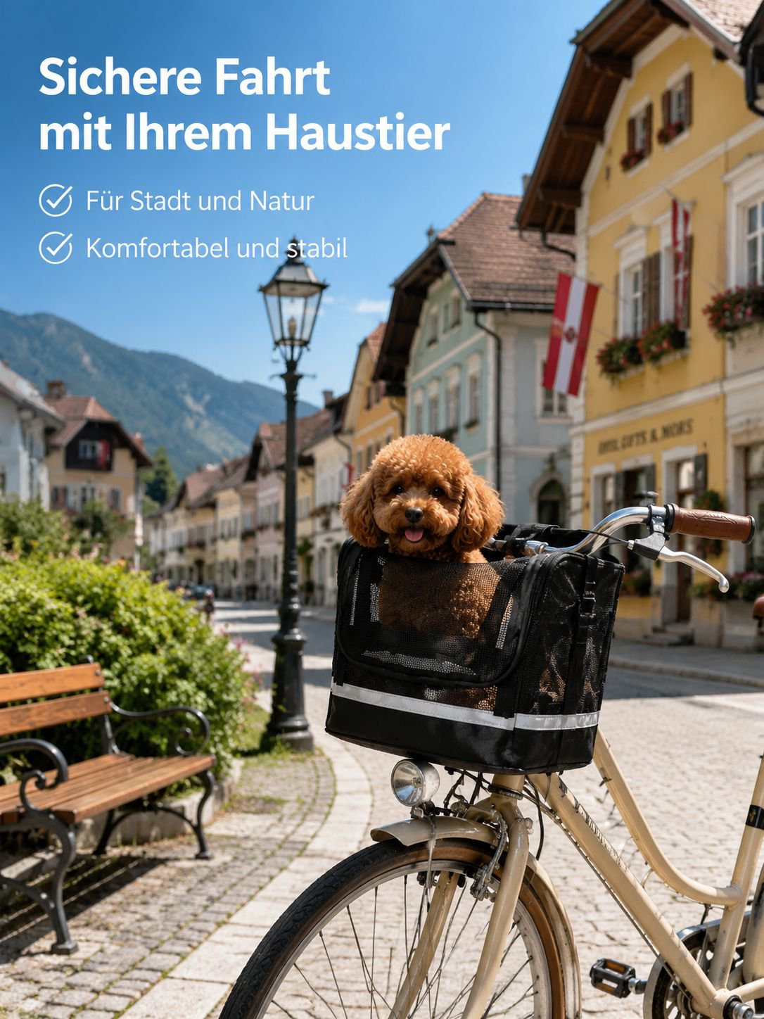 Faltbare Fahrradkorb-Tasche für kleine Haustiere (Katzen und Hunde), Lenkertasche, abnehmbar.
